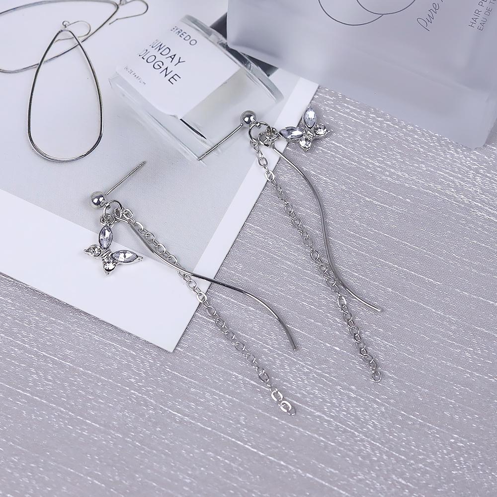 AVR JEWELS Girlfriend Zircon Eye Tassel Long Western Fashion Gift Earrings Style Earrings Cat Earrings (silver, One Size)