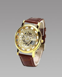 Unique Gold Dial Leather Analog Watch - for Men